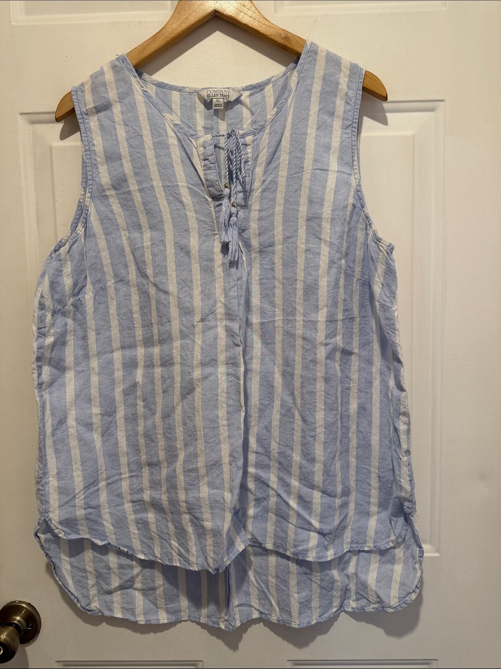 Company Ellen Tracy Sleeveless Tunic Blouse 100% Linen